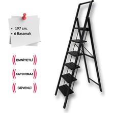 Endokon Tutma Kollu Şık Alüminyum Merdiven 6 Basamaklı - Geniş Basamak, Kalın Profil