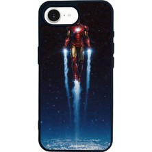 Scaleta Case iPhone 16E Uyumlu Iron Man Tasarımlı Glossy Mat Siyah Silikon Telefon Kılıfı