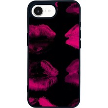 Scaleta Case iPhone 16E Uyumlu Kiss Tasarımlı Glossy Mat Siyah Silikon Telefon Kılıfı