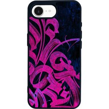 Scaleta Case iPhone 16E Uyumlu Kaligrafi Tasarımlı Glossy Mat Siyah Silikon Telefon Kılıfı