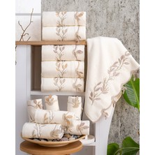 Hazangülü Collection Buldan Üretimi Çeyizlik Rüya Kadife Krem 6'lı El/yüz Havlusu I 50X90
