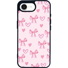 Scaleta Case iPhone 16E Uyumlu Kurdele Tasarımlı Glossy Mat Siyah Silikon Telefon Kılıfı