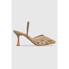 Leila Nude Pullu Arkası Lastikli Sivri Burun Kadın Topuklu Ayakkabı