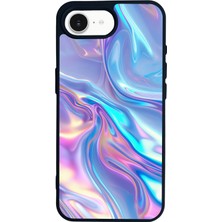 Scaleta Case iPhone 16E Uyumlu Hologram Tasarımlı Glossy Mat Siyah Silikon Telefon Kılıfı