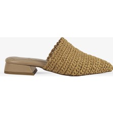 Elanor Nude Örgü Kadın Kısa Kalın Topuklu Terlik