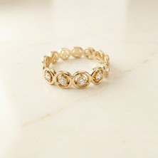 Zeino Beş Taş Zirkon Yüzük - 14K Altın Rengi Kaplama