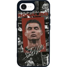 Scaleta Case iPhone 16E Uyumlu Cristiano Ronaldo Tasarımlı Glossy Mat Siyah Silikon Telefon Kılıfı
