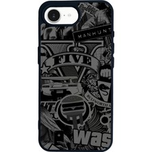Scaleta Case iPhone 16E Uyumlu Gta Tasarımlı Glossy Mat Siyah Silikon Telefon Kılıfı