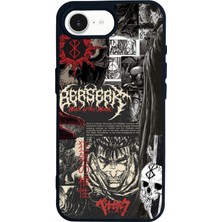 Scaleta Case iPhone 16E Uyumlu Berserk Tasarımlı Glossy Mat Siyah Silikon Telefon Kılıfı