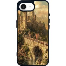 Scaleta Case iPhone 16E Uyumlu Orta Çağ Tasarımlı Glossy Mat Siyah Silikon Telefon Kılıfı