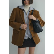 Suud Collection Sütlü Kahve %100 Yün Blazer Ceket