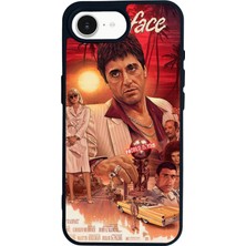 Scaleta Case iPhone 16E Uyumlu Scarface Tony Montana Tasarımlı Glossy Mat Siyah Silikon Telefon Kılıfı
