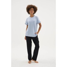 Purificado Yeni Sezon Kadın Bisiklet Yaka Kısa Kol Pijama Takımı