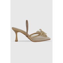 Regina Nude Şeffaf Taş Detay Lastikli Kadın Topuklu Ayakkabı