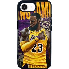 Scaleta Case iPhone 16E Uyumlu Lebron James Tasarımlı Glossy Mat Siyah Silikon Telefon Kılıfı