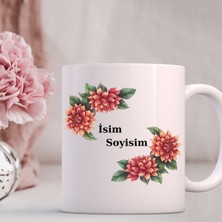 Safir Tasarım  Premium Beyaz Porselen Kupa - Kişiye Özel Çiçek Temalı