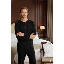Kly %100 Pamuk Yeni Sezon Midi Yaka Erkek Şık Tasarım Pijama Takımı