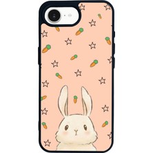 Scaleta Case iPhone 16E Uyumlu Tavşan Tasarımlı Glossy Mat Siyah Silikon Telefon Kılıfı
