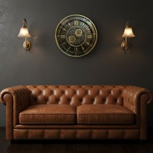 Mars Concept 60 cm Çarklı Büyük Duvar Saati – Hareketli Mekanizma Metal Gövde