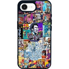 Scaleta Case iPhone 16E Uyumlu Futbol Tasarımlı Glossy Mat Siyah Silikon Telefon Kılıf