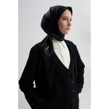 Armine Twill Ipek Eşarp Siyah Jakarlı Puantiyeli
