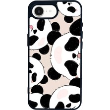 Scaleta Case iPhone 16E Uyumlu Panda Tasarımlı Glossy Mat Siyah Silikon Telefon Kılıfı