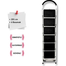 Endokon Çelik 6 Basamaklı Geniş Basamak Ev - Ofis Tipi Merdiven - Tutacaklı