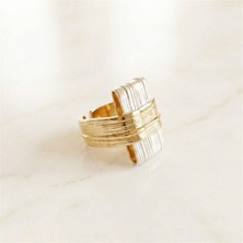 Zeino Ayarlanabilir Iki Renkli Dikdörtgen Kemer Form Yüzük