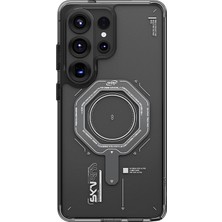 Galaxy S26 Ultra Uyumlu Kılıf Skinarma M-Safe Şarj Özellikli Airbag Tasarımlı Magma Kapak Füme
