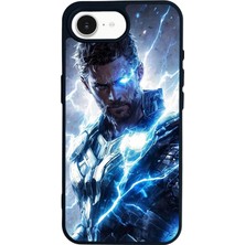 Scaleta Case iPhone 16E Uyumlu Thor Tasarımlı Glossy Mat Siyah Silikon Telefon Kılıfı