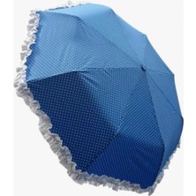 Normadia Katlanır Otomatik Şemsiye 8 Telli Desenli Fırfırlı Pongee Kumaş