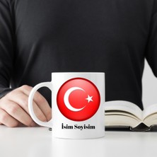 Safir Tasarım  Premium Beyaz Porselen Kupa - Kişiye Özel Türk Bayrağı