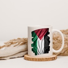 Safir Tasarım  Premium Beyaz Porselen Kupa - Kişiye Özel Filistin Temalı