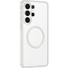 Galaxy S26 Ultra Uyumlu Kılıf M-Safe Şarj Özellikli Mat Arka Yüzey Wlons Lola Kapak Beyaz