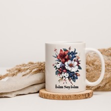 Safir Tasarım  Premium Beyaz Porselen Kupa - Kişiye Özel Çiçek Temalı