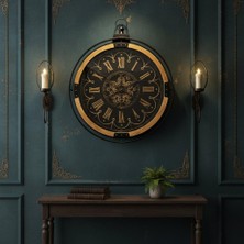 Mars Concept Büyük Duvar Saati 70 cm Metal | Hareketli Çark Mekanizmalı Dekoratif Saat