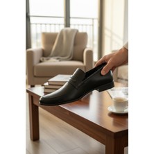 Enoch Erkek Siyah Bağcıksız Büyük Numara Klasik Ayakkabı (45-50)