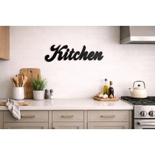 Taşteks Kitchen Yazılı Mdf Duvar Dekoru – Modern Siyah Mutfak Süsü