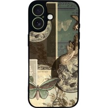 Scaleta Case iPhone 17 Uyumlu Kelebek Tasarımlı Glossy Mat Siyah Silikon Telefon Kılıfı