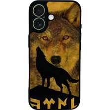 Scaleta Case iPhone 17 Uyumlu Bozkurt Tasarımlı Glossy Mat Siyah Silikon Telefon Kılıfı