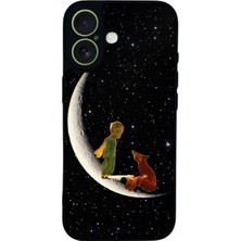 Scaleta Case iPhone 17 Uyumlu Küçük Prens Tasarımlı Glossy Mat Siyah Silikon Telefon Kılıfı