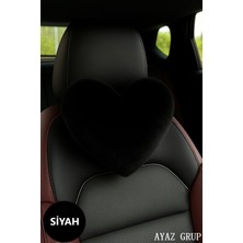 Özgürce Yumuşacık Siyah Kalp Şekilli Oto Boyun Yastığı, Konfor ve Şıklık Hediye