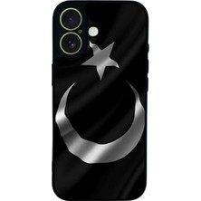 Scaleta Case iPhone 17 Uyumlu Türk Bayrağı Tasarımlı Glossy Mat Siyah Silikon Telefon Kılıfı