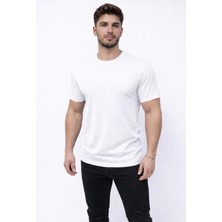 Axxel Erkek Beyaz Kısa Kollu Bisiklet Yaka T-SHIRT-D677