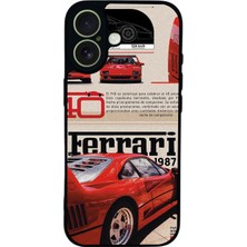 Scaleta Case iPhone 17 Uyumlu Ferrari Tasarımlı Glossy Mat Siyah Silikon Telefon Kılıfı