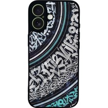 Scaleta Case iPhone 17 Uyumlu Kaligrafi Tasarımlı Glossy Mat Siyah Silikon Telefon Kılıfı