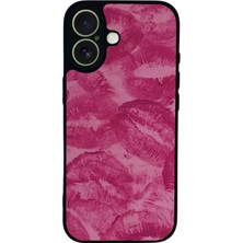 Scaleta Case iPhone 17 Uyumlu Kiss Tasarımlı Glossy Mat Siyah Silikon Telefon Kılıfı