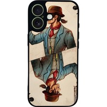 Scaleta Case iPhone 17 Uyumlu Kovboy Tasarımlı Glossy Mat Siyah Silikon Telefon Kılıfı