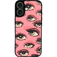 Scaleta Case iPhone 17 Uyumlu Göz Tasarımlı Glossy Mat Siyah Silikon Telefon Kılıfı