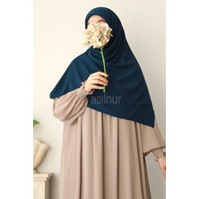 Asilnur Elif Büyük Boy Eşarp 120X120 Petrol Mavisi